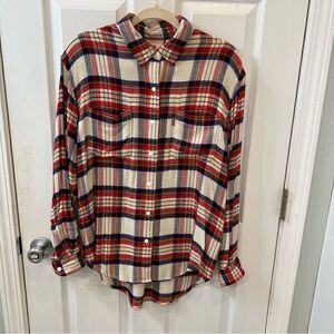 Levi’s Thick and soft flannel red, blue and yellow button down UtilityShirt. XS